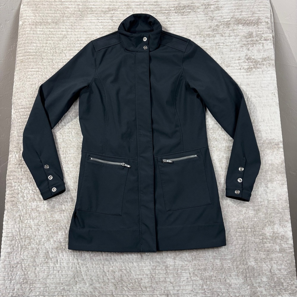 OGIO LOG504 Womens Soft Shell Trench Jacket Black Fleece Lined Small Coat
